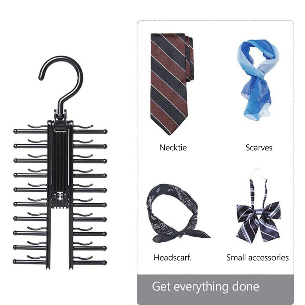 20 Rows Multifunction Tie Rack with Non Slip Clips 360 Degree Rotation Tie Rack view 7