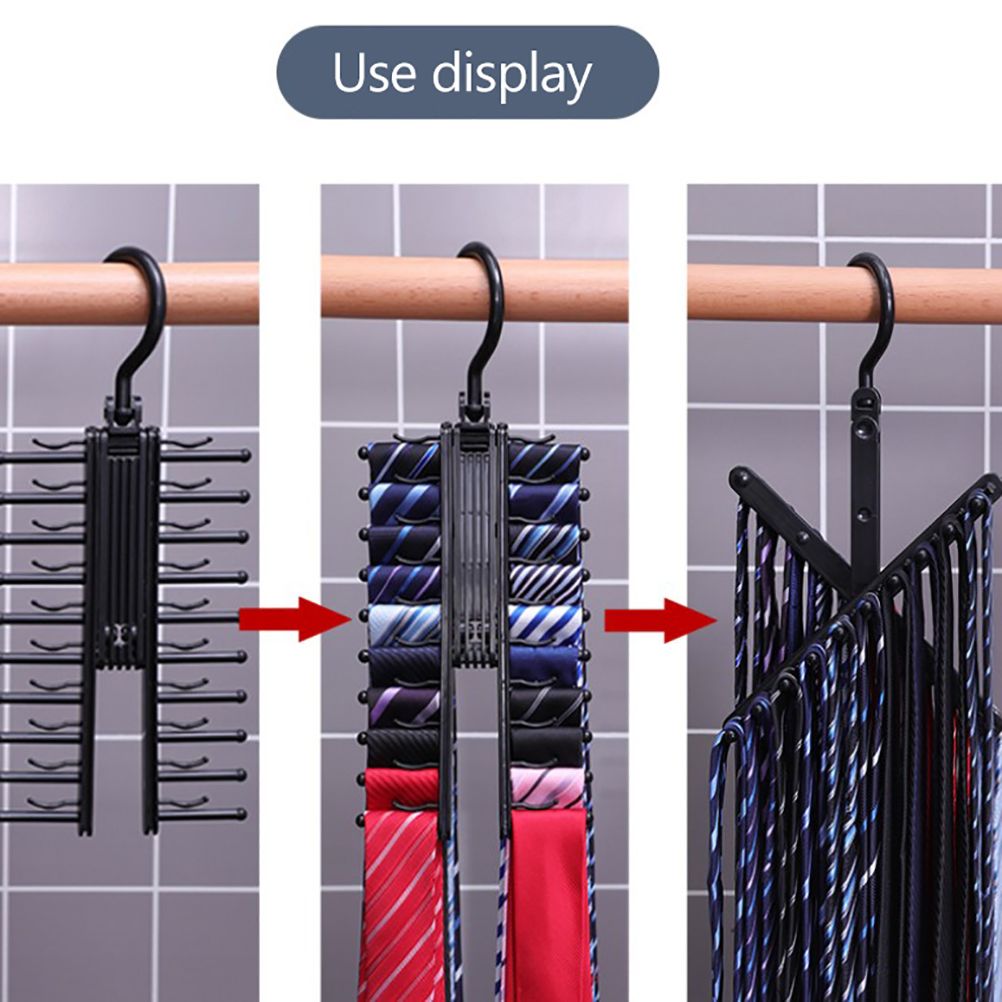 20 Rows Multifunction Tie Rack with Non Slip Clips 360 Degree Rotation Tie Rack view 9