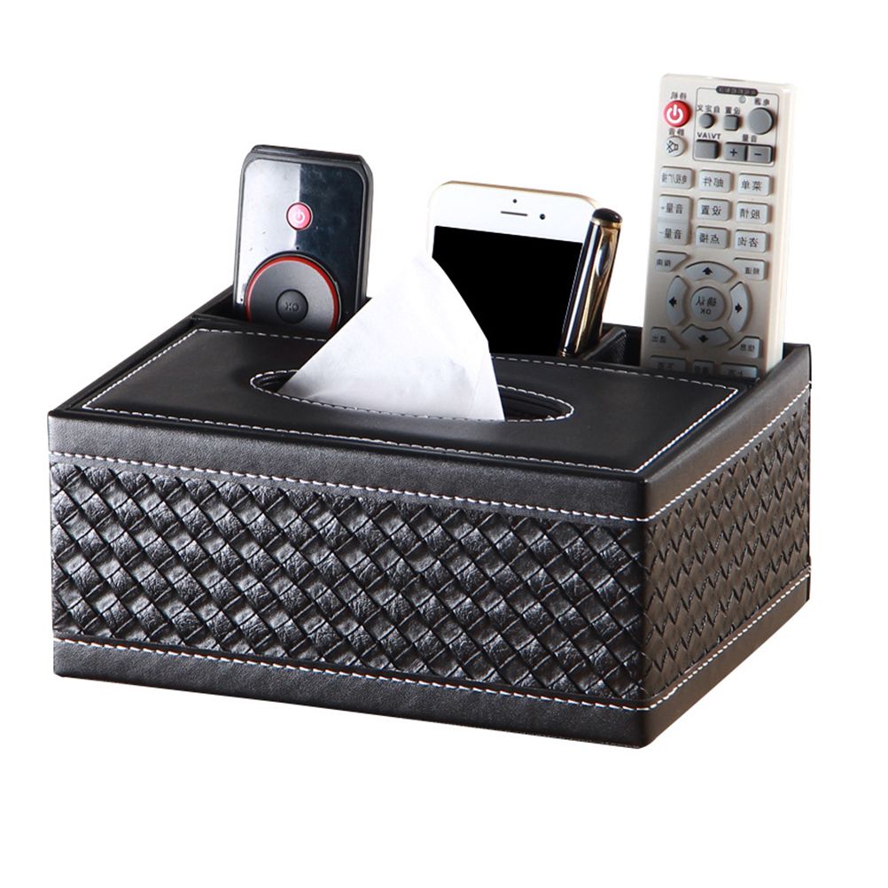 PU Leather Rectangular Remote Control Tissue Box Organizer Tissue Box Cover