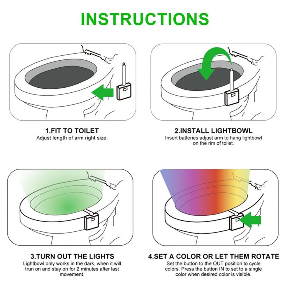8 Colors Body Sensing Automatic LED Toilet Night Lamp Toilet Bowl Bathroom Light view 5