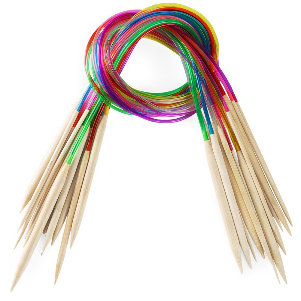 18 Size Circular Knitting Needles 100cm Crochet Hooks Set Tube Bamboo Knitting