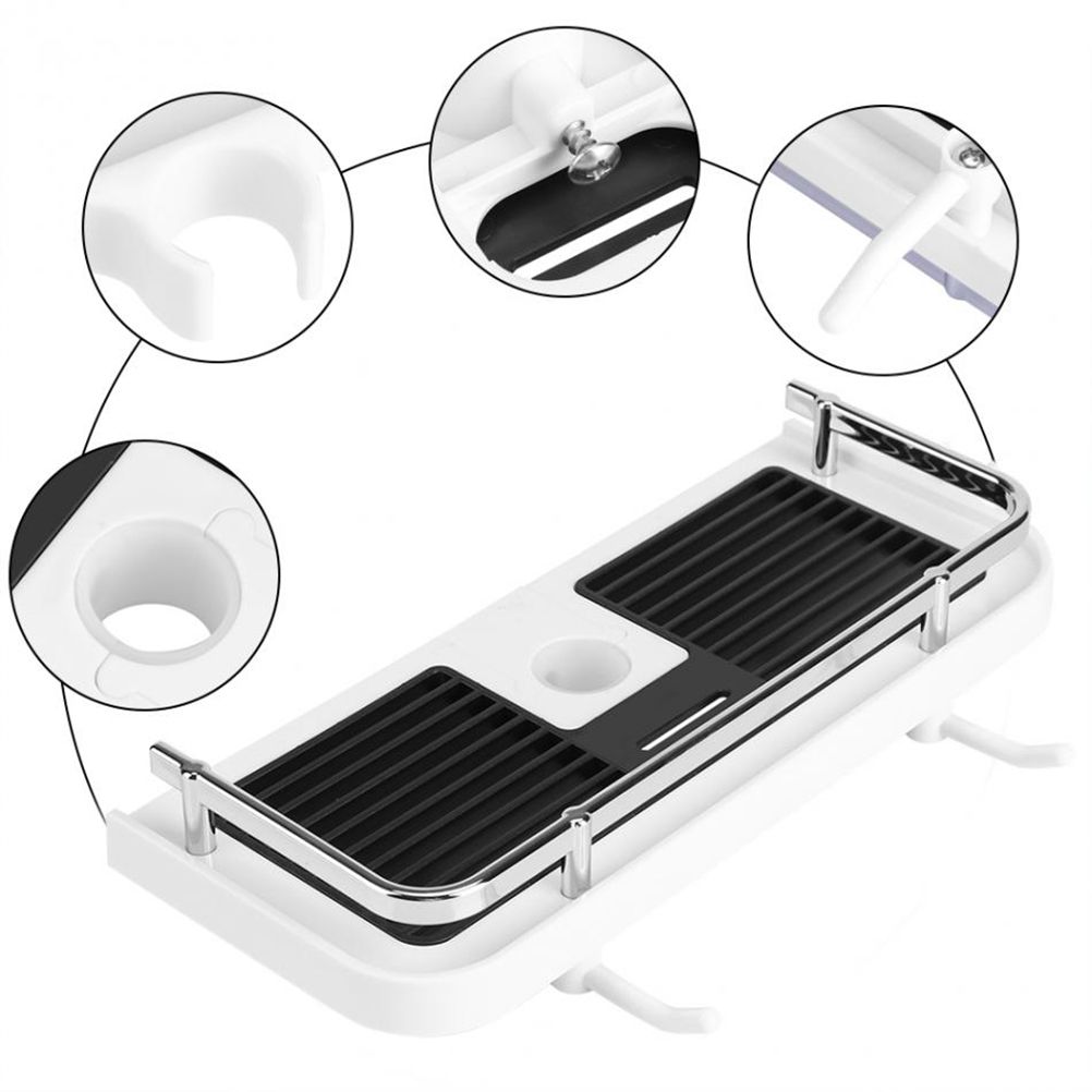 Adjustable Bathroom Shelf Rack Storage Holder Shower Rod Mounted Shampoo Gel view 5