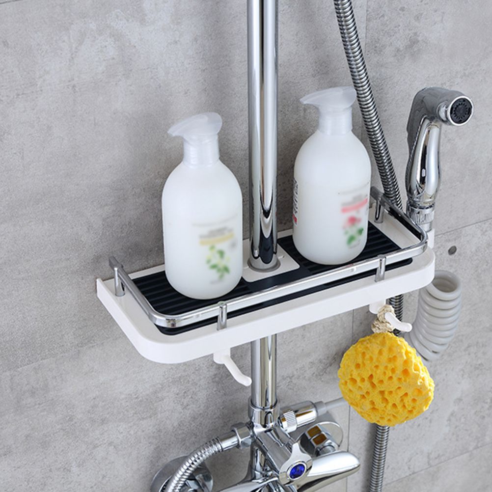 Adjustable Bathroom Shelf Rack Storage Holder Shower Rod Mounted Shampoo Gel view 9