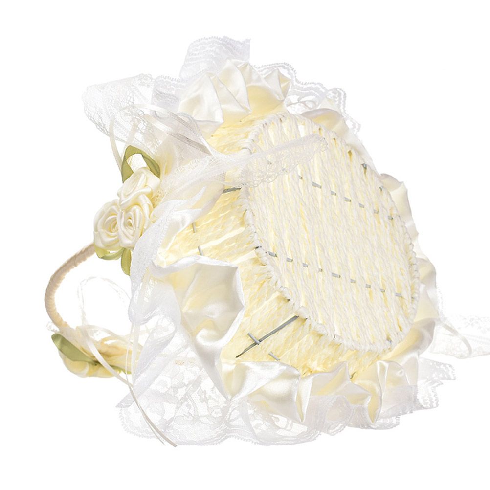 Wedding Flower Basket Wedding Flower Girl Basket Hand Woven Lace Wedding Basket view 5