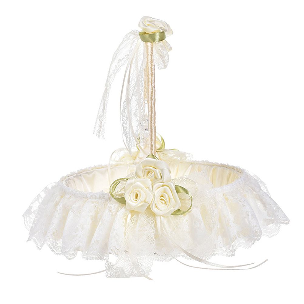 Wedding Flower Basket Wedding Flower Girl Basket Hand Woven Lace Wedding Basket view 7