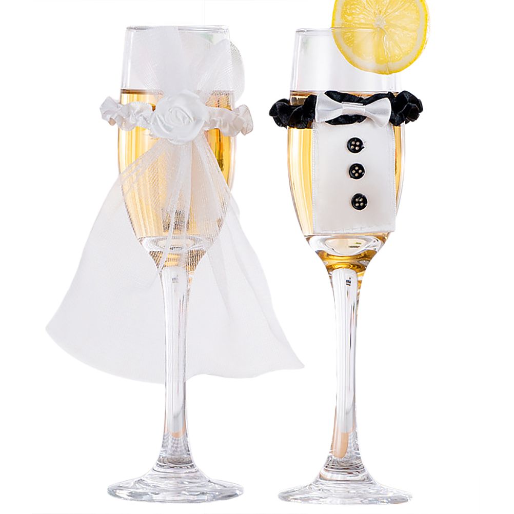 8Pcs/4Set Wedding Wine Cups Decoration Marriage Bride And Groom Champagne