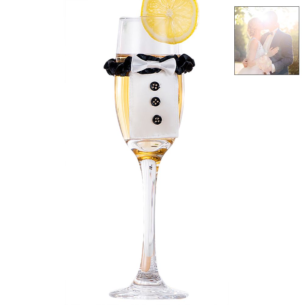 8Pcs/4Set Wedding Wine Cups Decoration Marriage Bride And Groom Champagne view 2