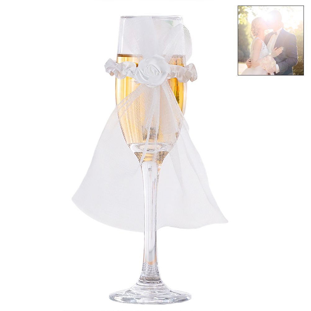 8Pcs/4Set Wedding Wine Cups Decoration Marriage Bride And Groom Champagne view 3