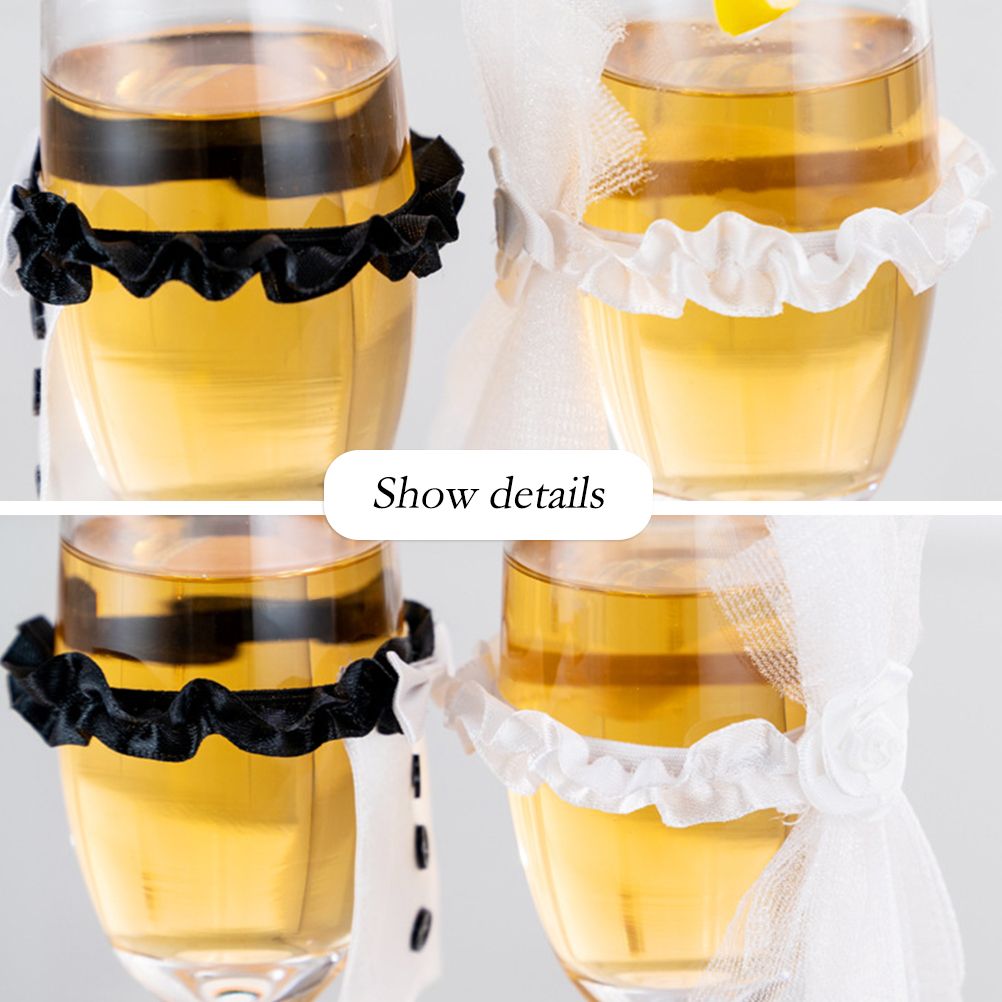 8Pcs/4Set Wedding Wine Cups Decoration Marriage Bride And Groom Champagne view 5