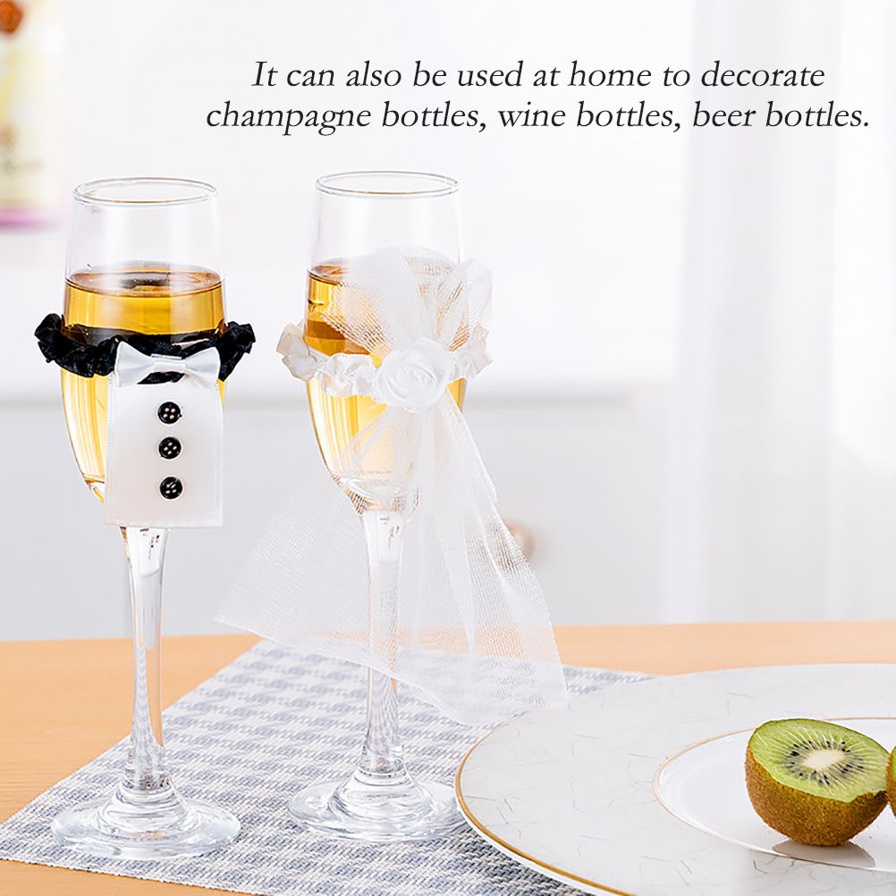 8Pcs/4Set Wedding Wine Cups Decoration Marriage Bride And Groom Champagne view 8