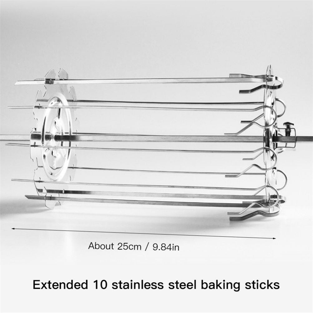 Stainless Steel Grilled Cage Roaster Rotating Grill Barbecue Meat Skewer Tool view 2