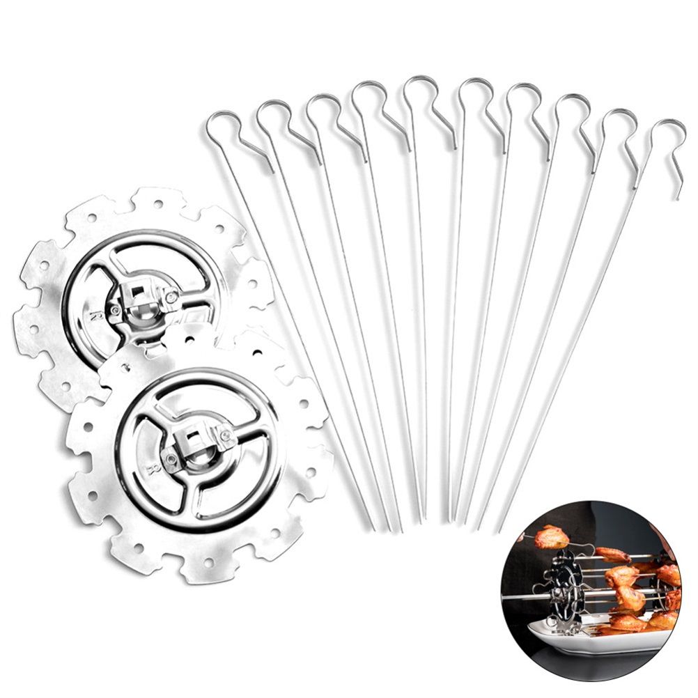 Stainless Steel Grilled Cage Roaster Rotating Grill Barbecue Meat Skewer Tool view 6