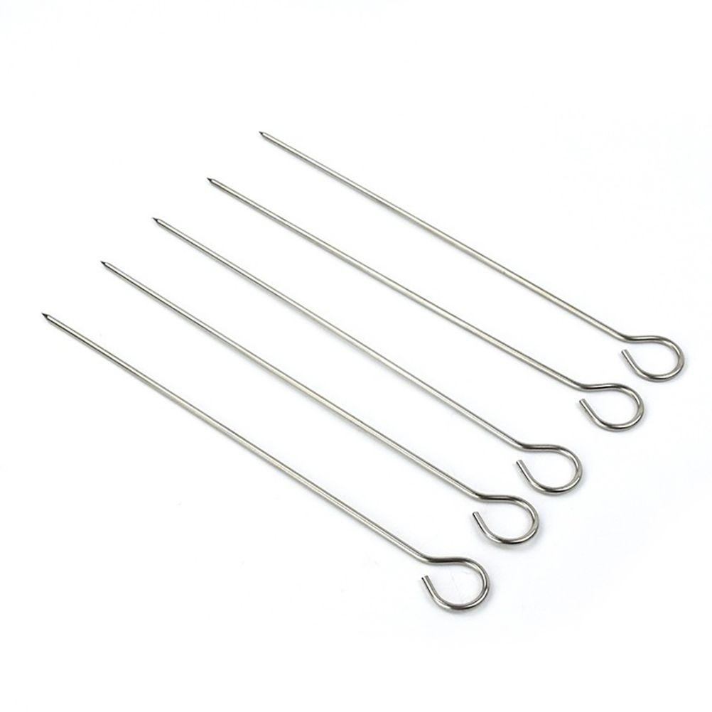 Stainless Steel Barbecue Skewers with Rack Grilling Needle and Holder Set view 4