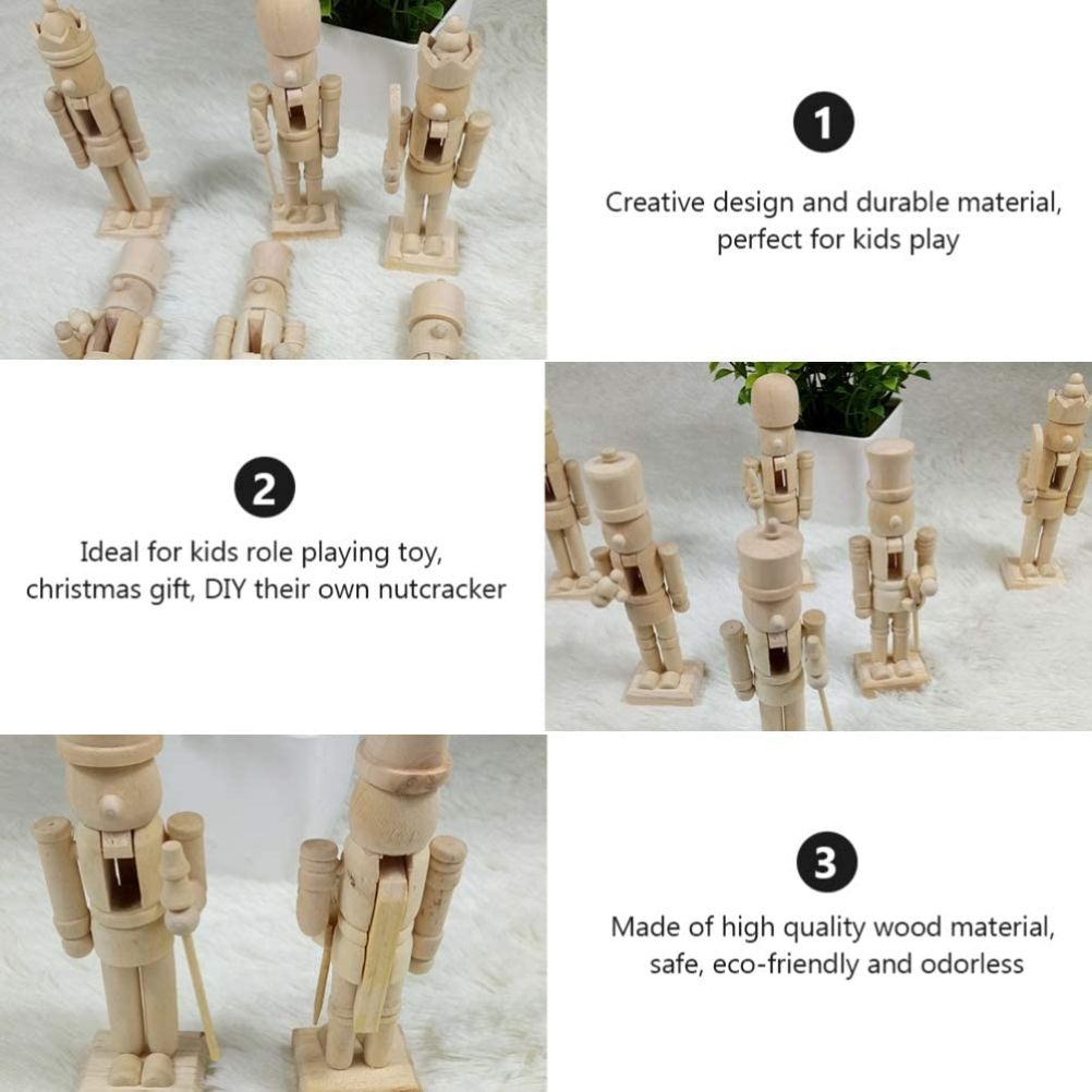 6pcs 12cm Christmas Nutcracker Ornament Set Wooden Nutcracker Character view 3