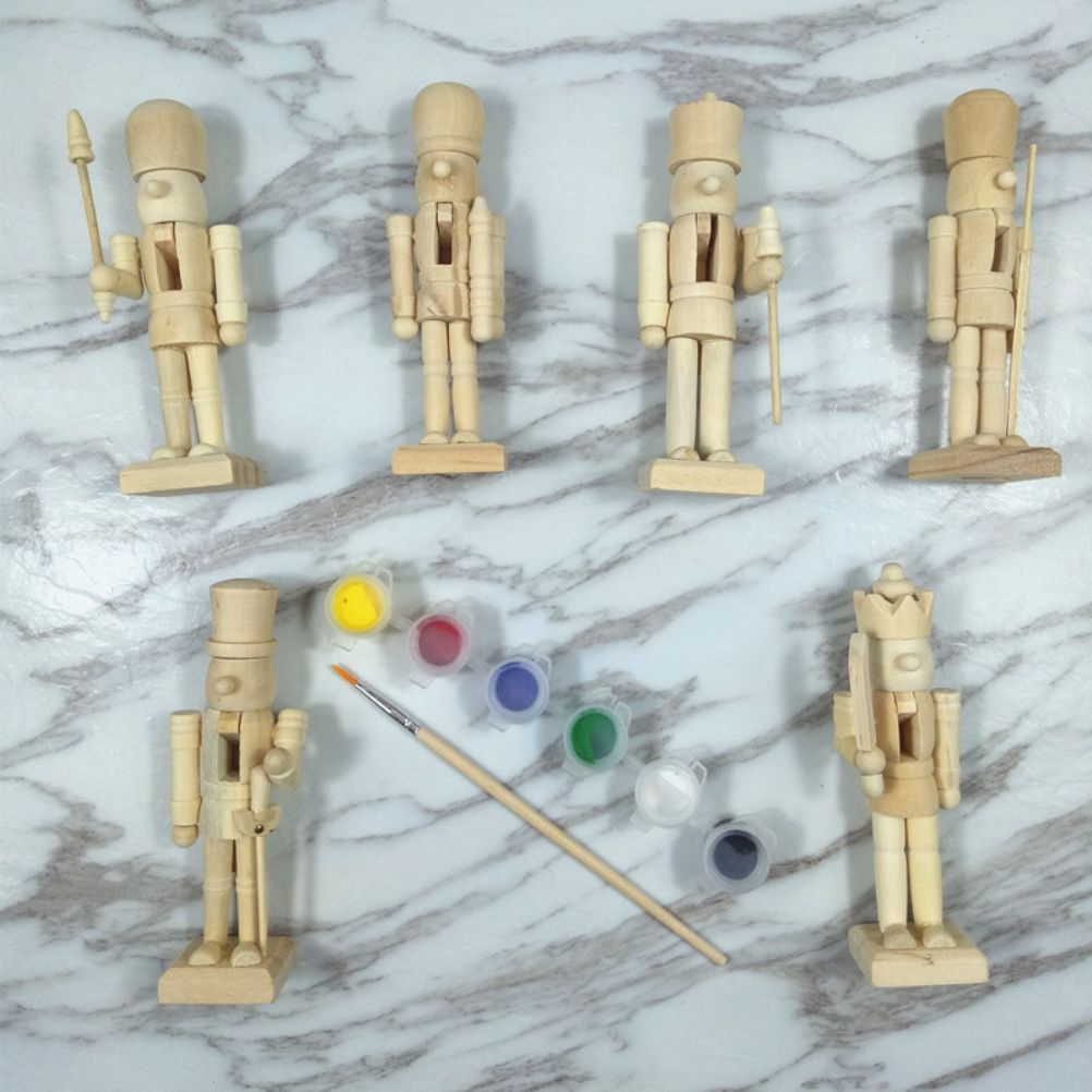 6pcs 12cm Christmas Nutcracker Ornament Set Wooden Nutcracker Character view 8