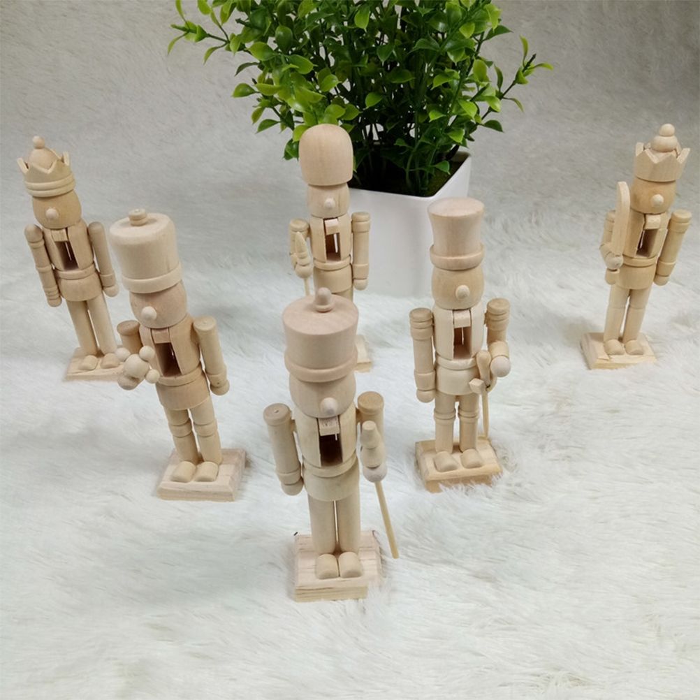 6pcs 12cm Christmas Nutcracker Ornament Set Wooden Nutcracker Character view 9