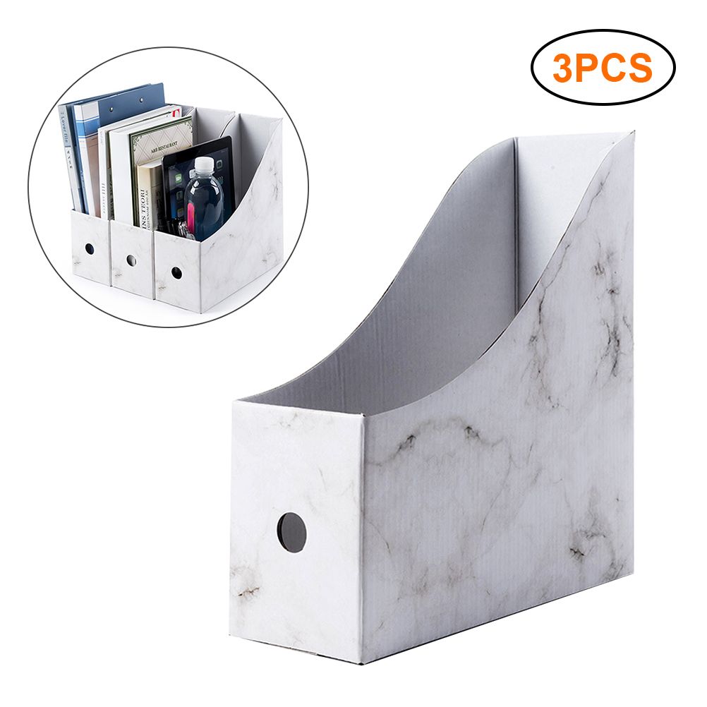 3 pcs Sturdy Cardboard Magazine Holders Folder Holders Magazine Storage Box