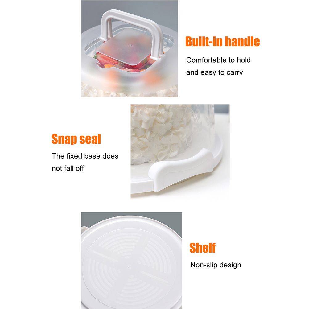 Cake Carrier Cover Cake Stand with Lid Dessert Serving Platter with Handle view 8