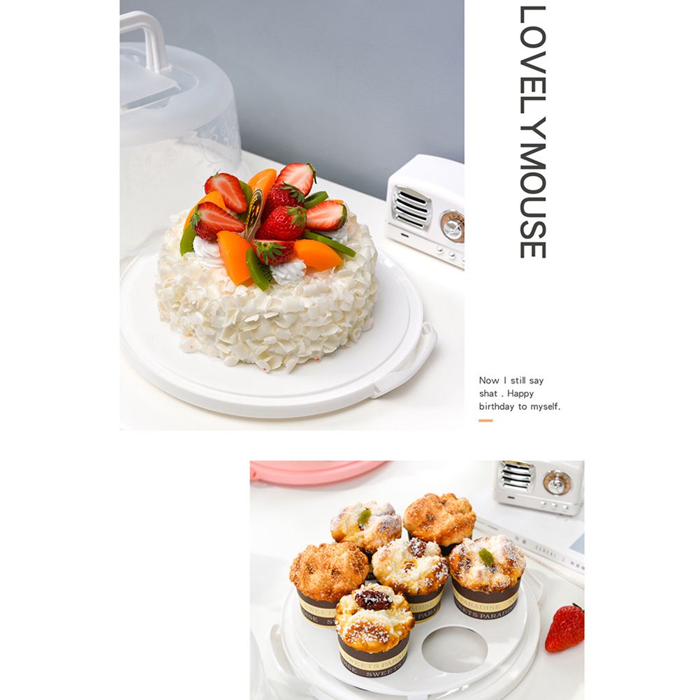 Cake Carrier Cover Cake Stand with Lid Dessert Serving Platter with Handle view 13