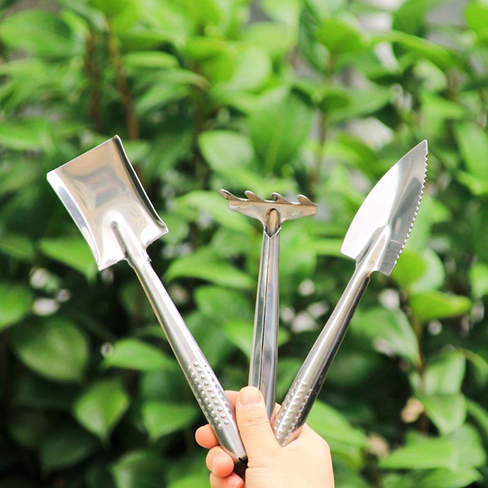 Garden Trowel Set 3PCS Mini Stainless Steel Trowel Weed Fork and Transplant view 2