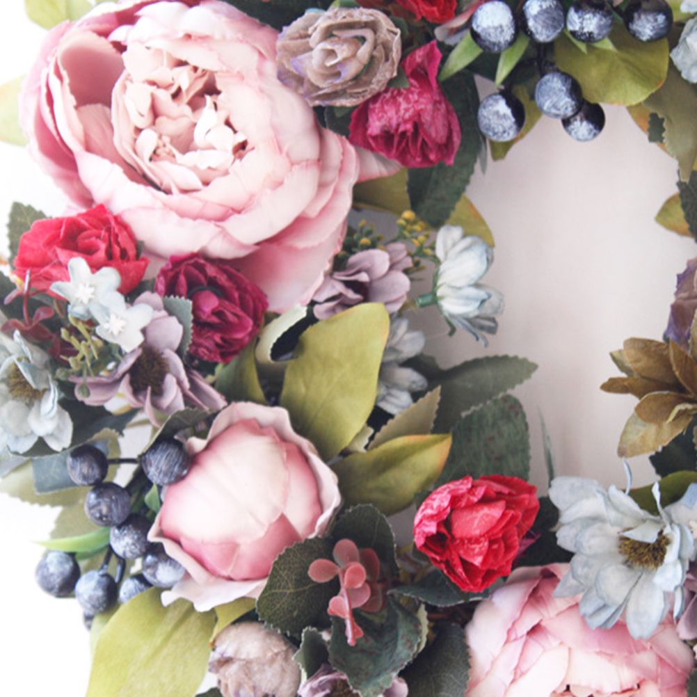 Christmas Wreath Handcraft Peony Wreath Artificial Spring Garland Wreath for view 6