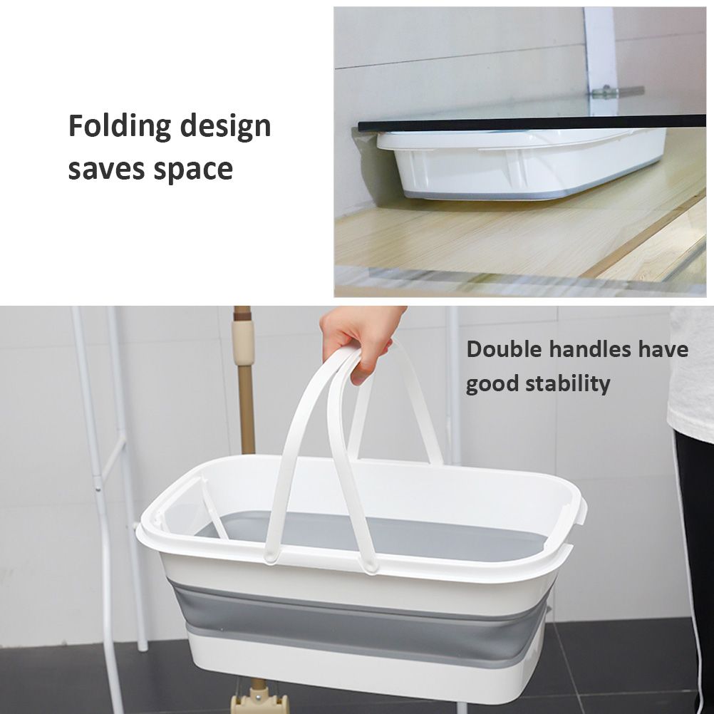 Collapsible Mop Bucket Portable Plastic Bucket Folding Storage Basket with Handle view 5