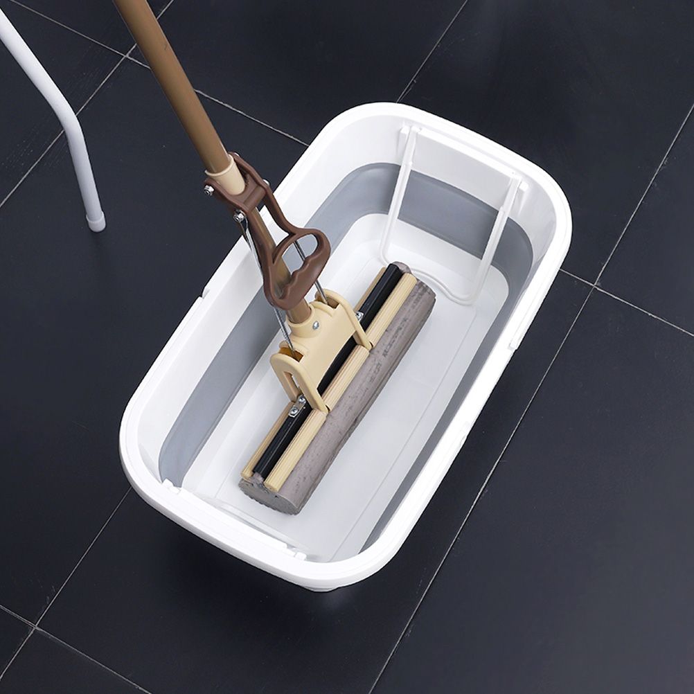 Collapsible Mop Bucket Portable Plastic Bucket Folding Storage Basket with Handle view 7