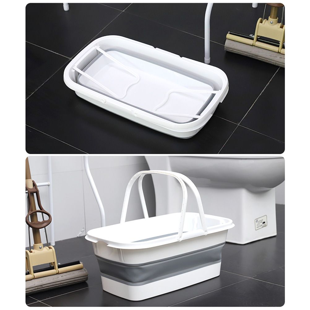 Collapsible Mop Bucket Portable Plastic Bucket Folding Storage Basket with Handle view 9