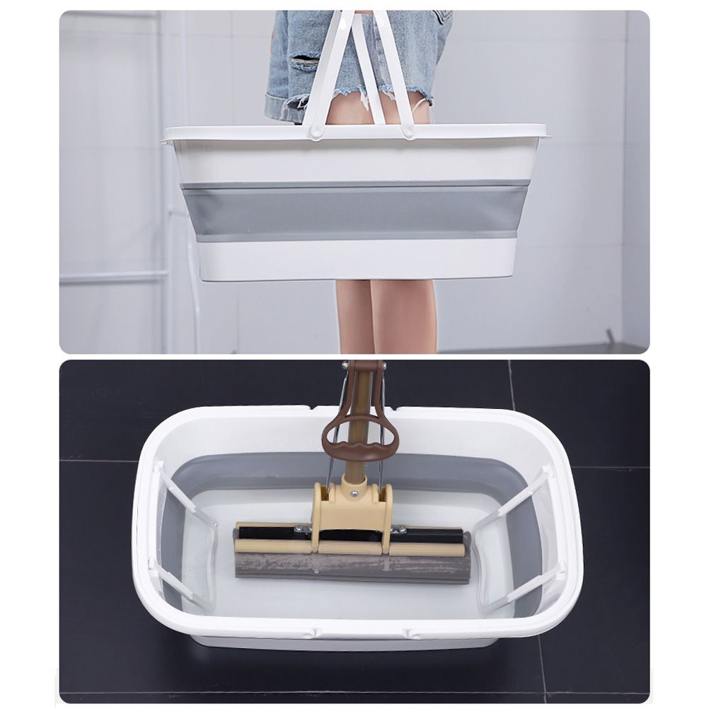 Collapsible Mop Bucket Portable Plastic Bucket Folding Storage Basket with Handle view 10