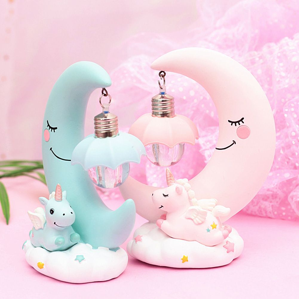 Cartoon Moon Led Night Light Resin Baby Nursery Lamp Ornaments Bedside Table view 3