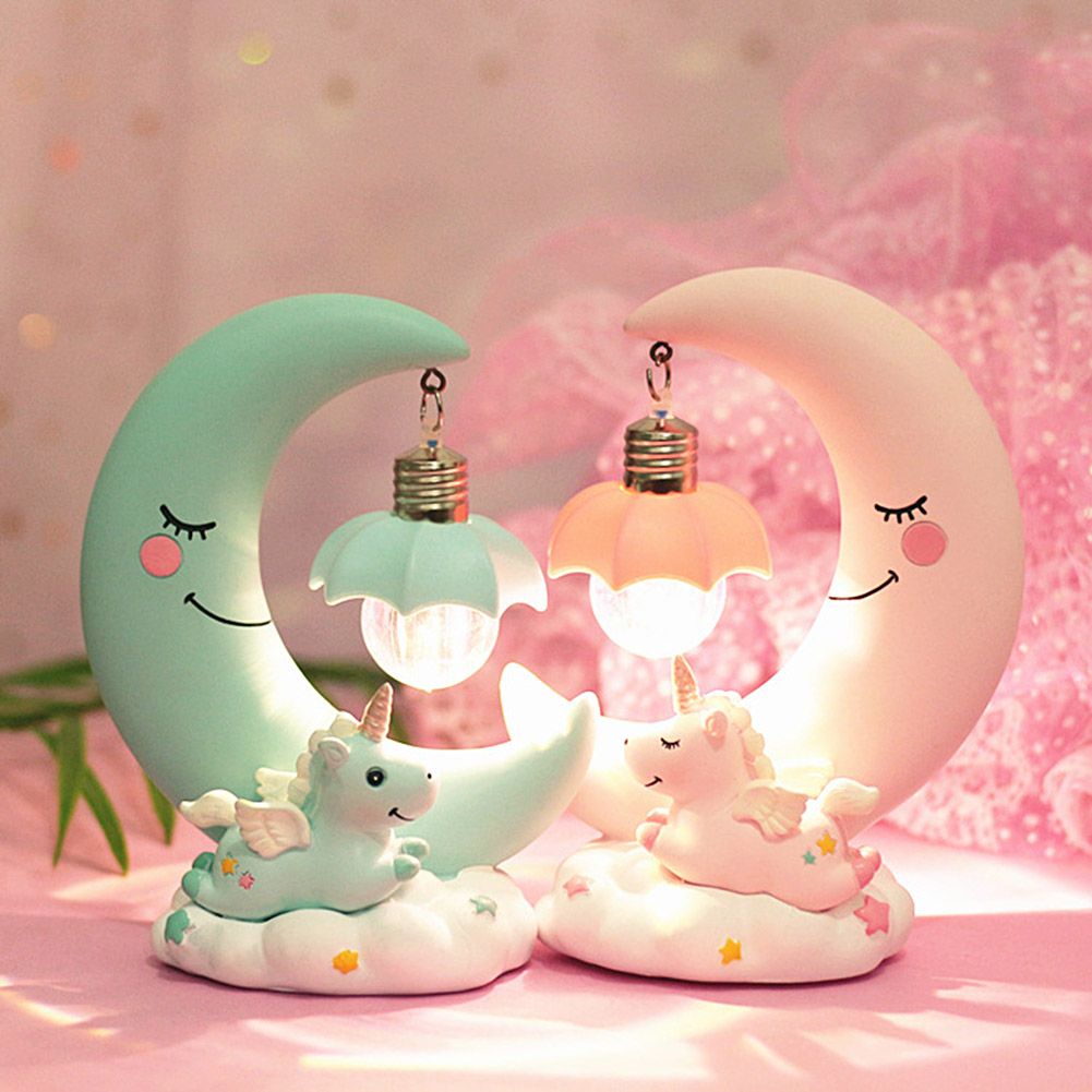 Cartoon Moon Led Night Light Resin Baby Nursery Lamp Ornaments Bedside Table view 5