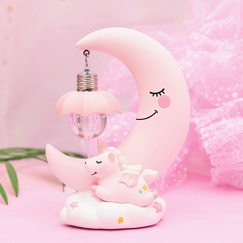 Cartoon Moon Led Night Light Resin Baby Nursery Lamp Ornaments Bedside Table view 6