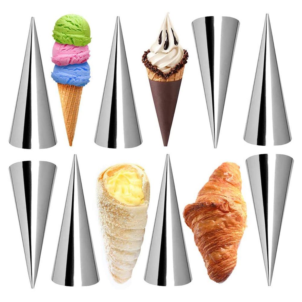 16Pcs Stainless Steel Cream Horn Molds Set Filled Dessert Pastry Cone Metal view 3