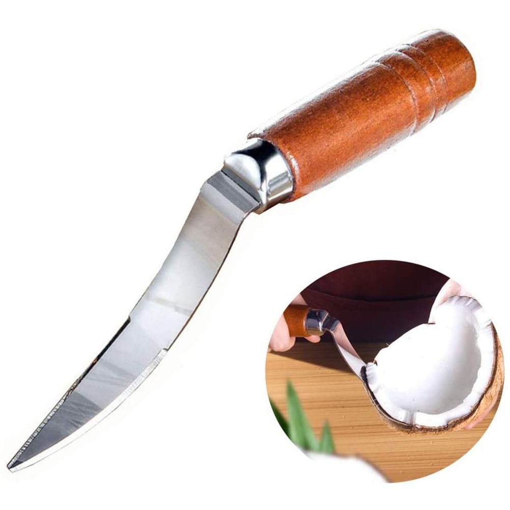 Stainless Steel Coconut Stripper with Durable Wooden Handle Coconut Opener for