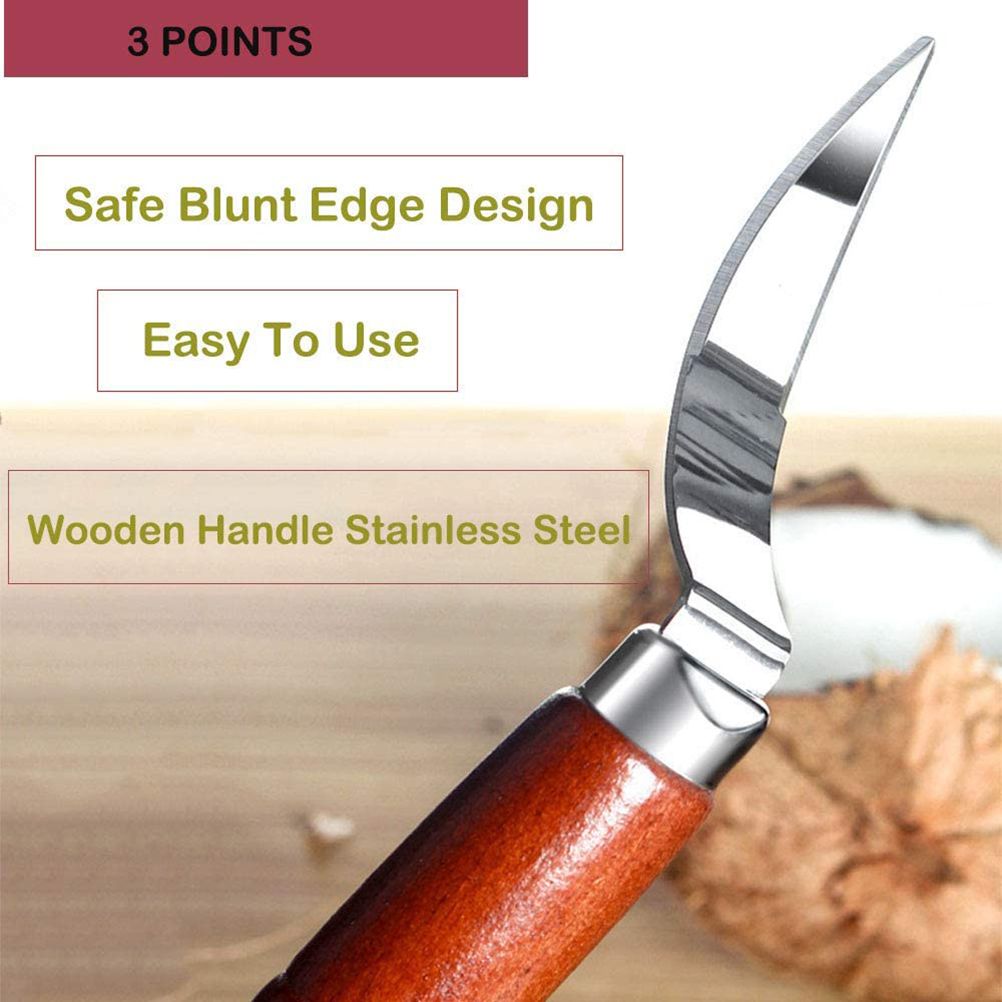 Stainless Steel Coconut Stripper with Durable Wooden Handle Coconut Opener for view 4