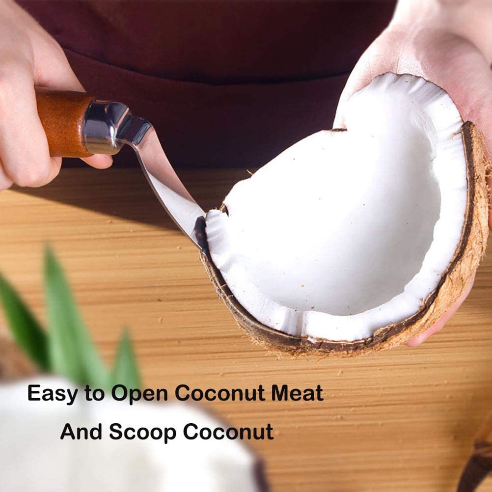 Stainless Steel Coconut Stripper with Durable Wooden Handle Coconut Opener for view 5