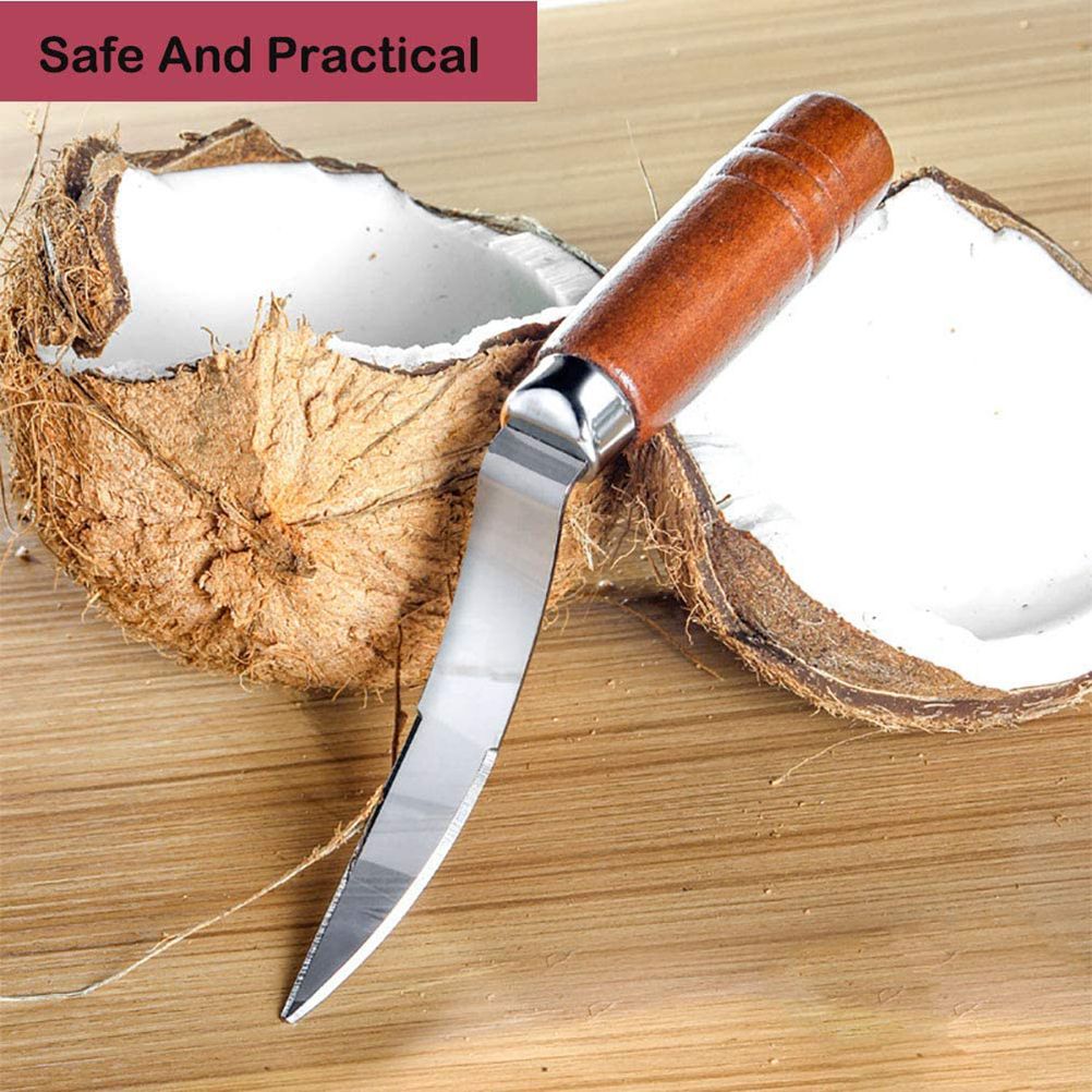 Stainless Steel Coconut Stripper with Durable Wooden Handle Coconut Opener for view 8