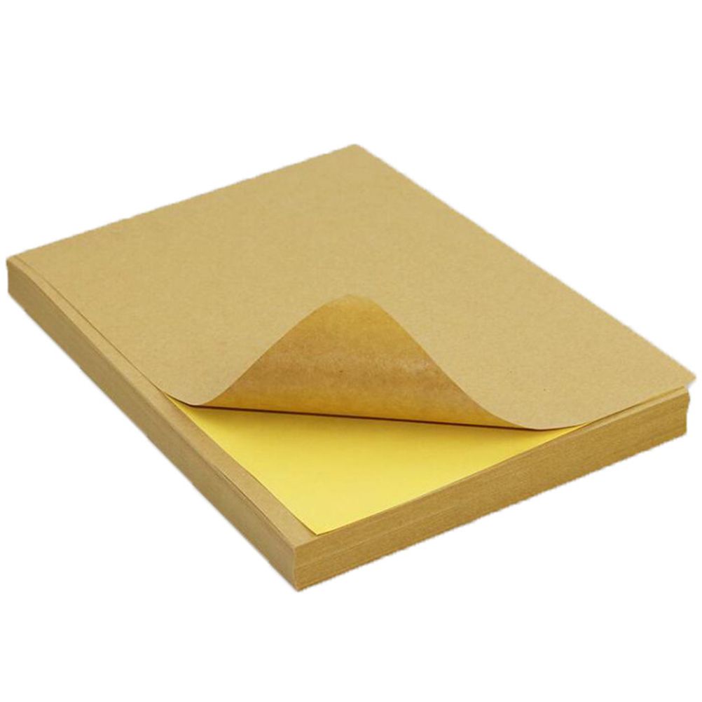 50 Sheet A4 Brown Kraft Sticker Paper Sheet Self Adhesive Label Inkjet Printer view 2