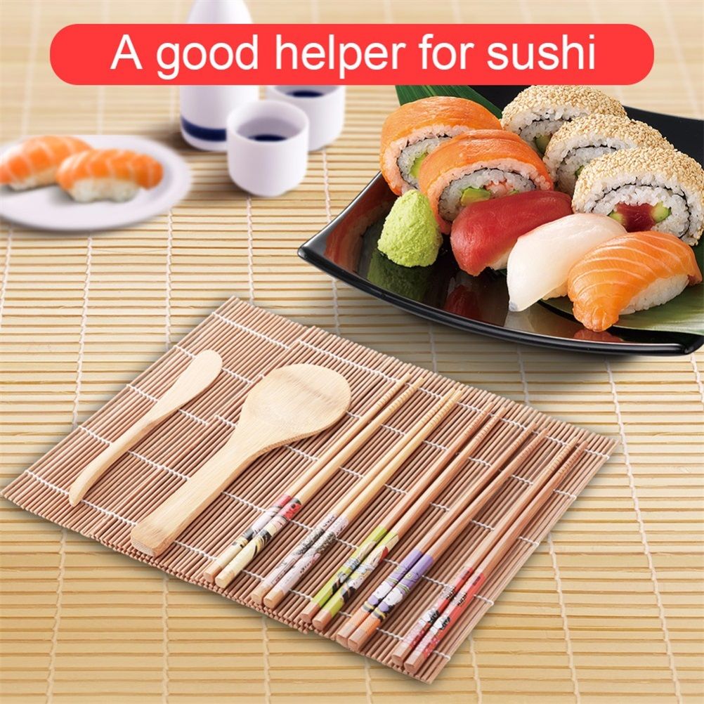 Bamboo Sushi Maker Set Sushi Rolling Mat Kits Sushi Curtain Blade Spoon and view 7