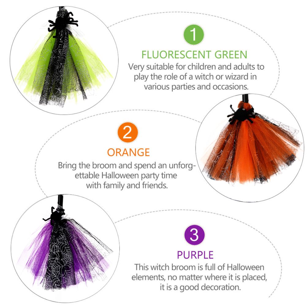 Halloween Witch Broom Cosplay Broom Prop for Halloween Costume Party view 3