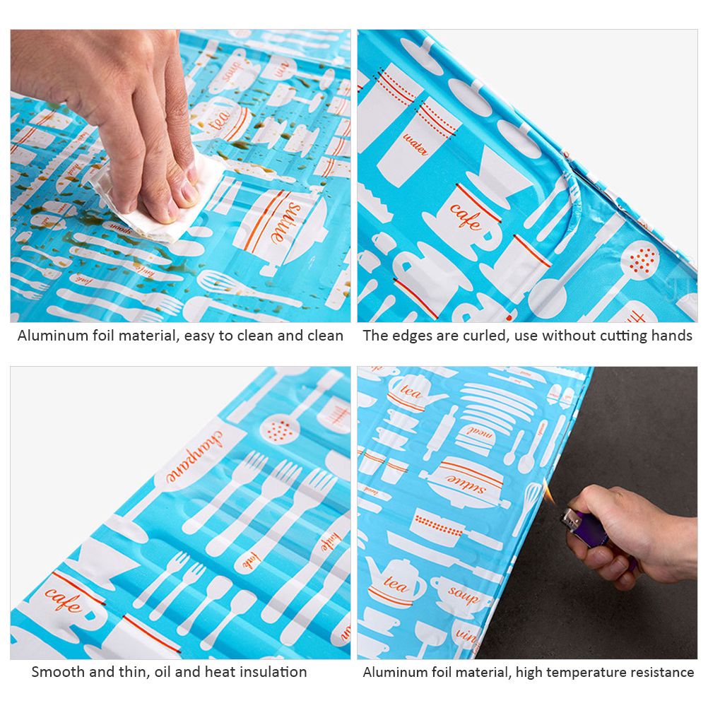 3 Sided Kitchen Splatter Guard Foldable Oil Proof Board Aluminum Foil Gas view 3