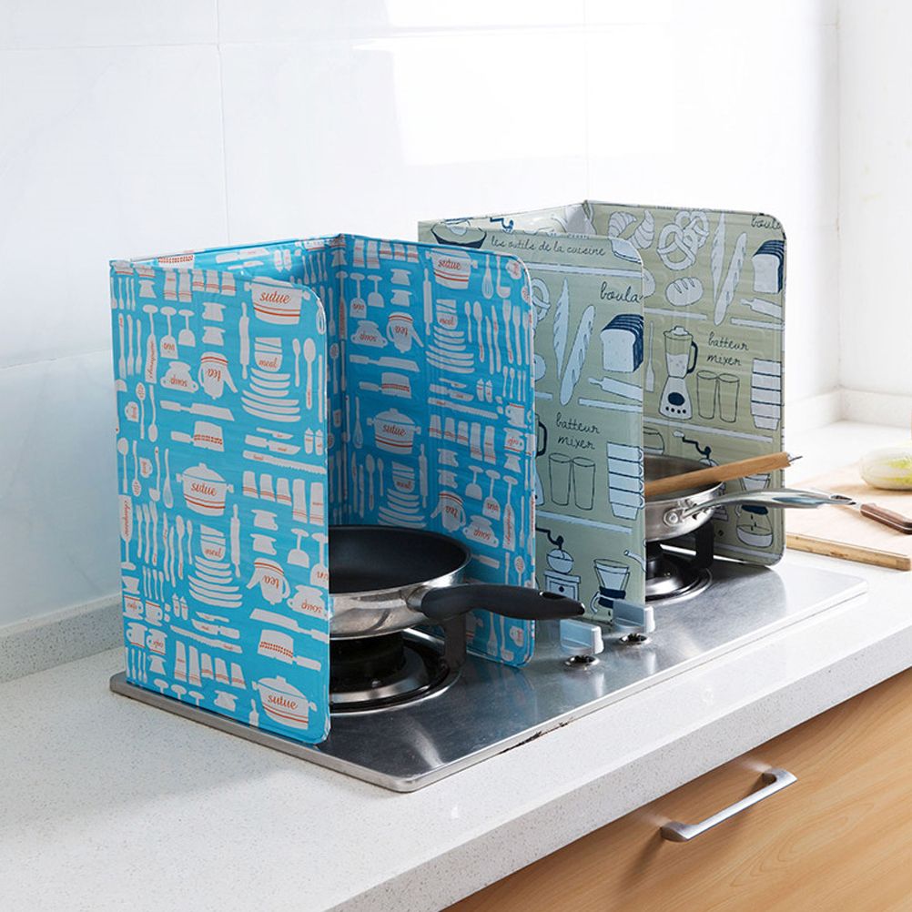 3 Sided Kitchen Splatter Guard Foldable Oil Proof Board Aluminum Foil Gas view 4