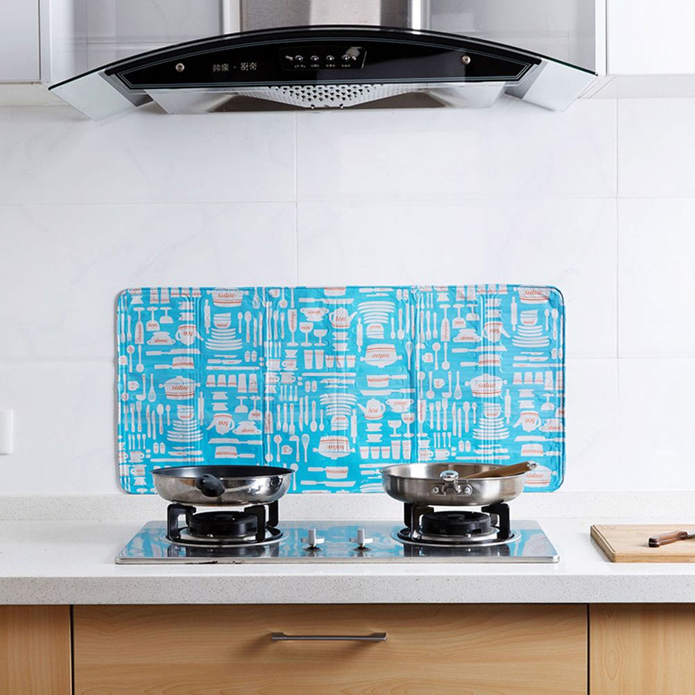 3 Sided Kitchen Splatter Guard Foldable Oil Proof Board Aluminum Foil Gas view 8