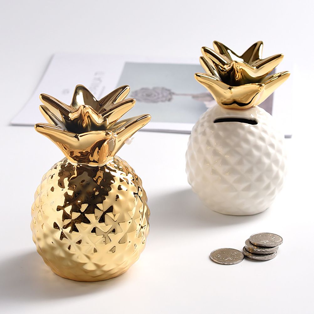 Ceramic Pineapple Piggy Bank Cute Piggy Bank Ornaments Pineapple Money Box view 4