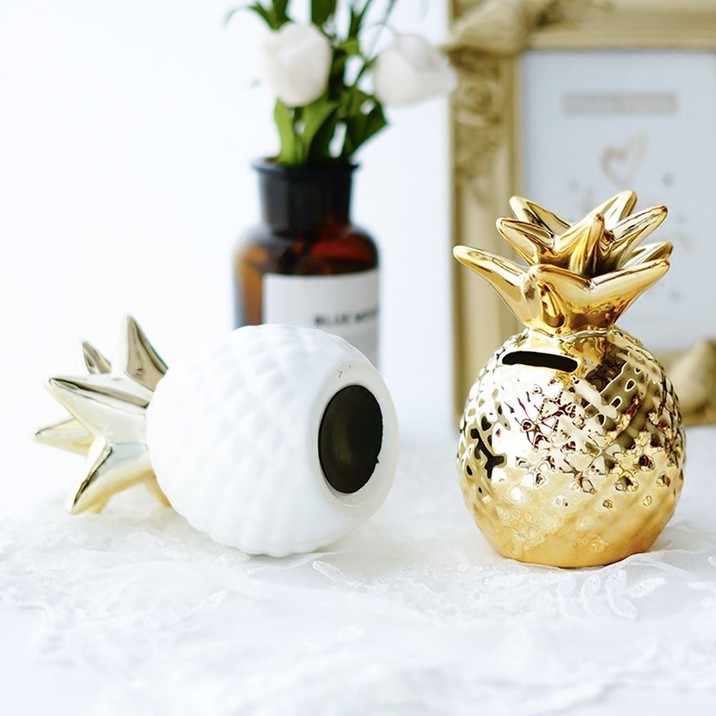 Ceramic Pineapple Piggy Bank Cute Piggy Bank Ornaments Pineapple Money Box view 8