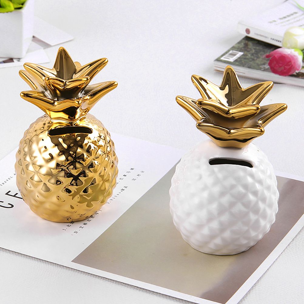 Ceramic Pineapple Piggy Bank Cute Piggy Bank Ornaments Pineapple Money Box view 5