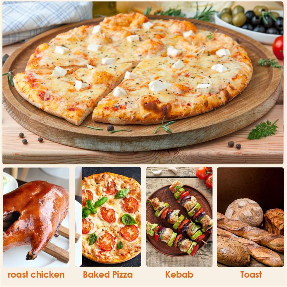 1 Set Pizza Stone Wooden Pizza Peel Paddle Baking Stone for Oven and Grill view 6