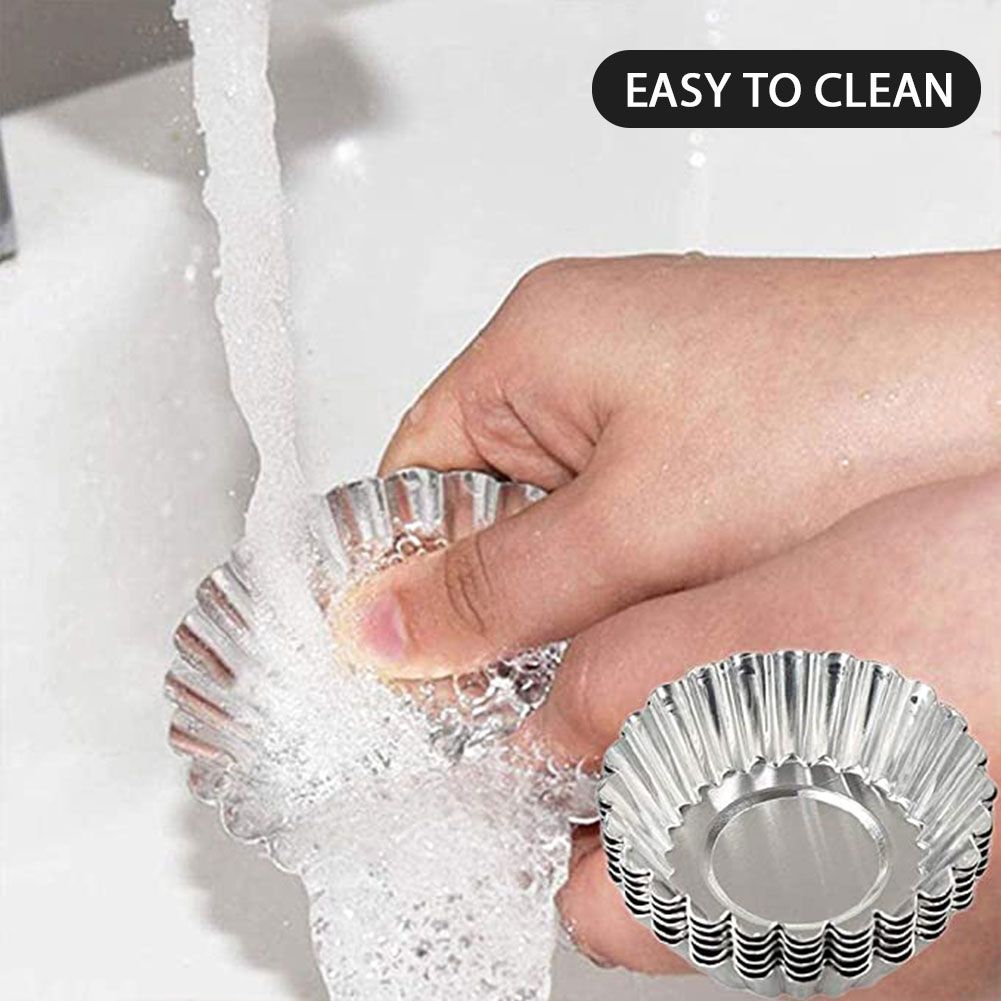 30Pcs Egg Tart Molds Mini Aluminum Cake Muffin Moulds Tins Pans Non Stick view 5