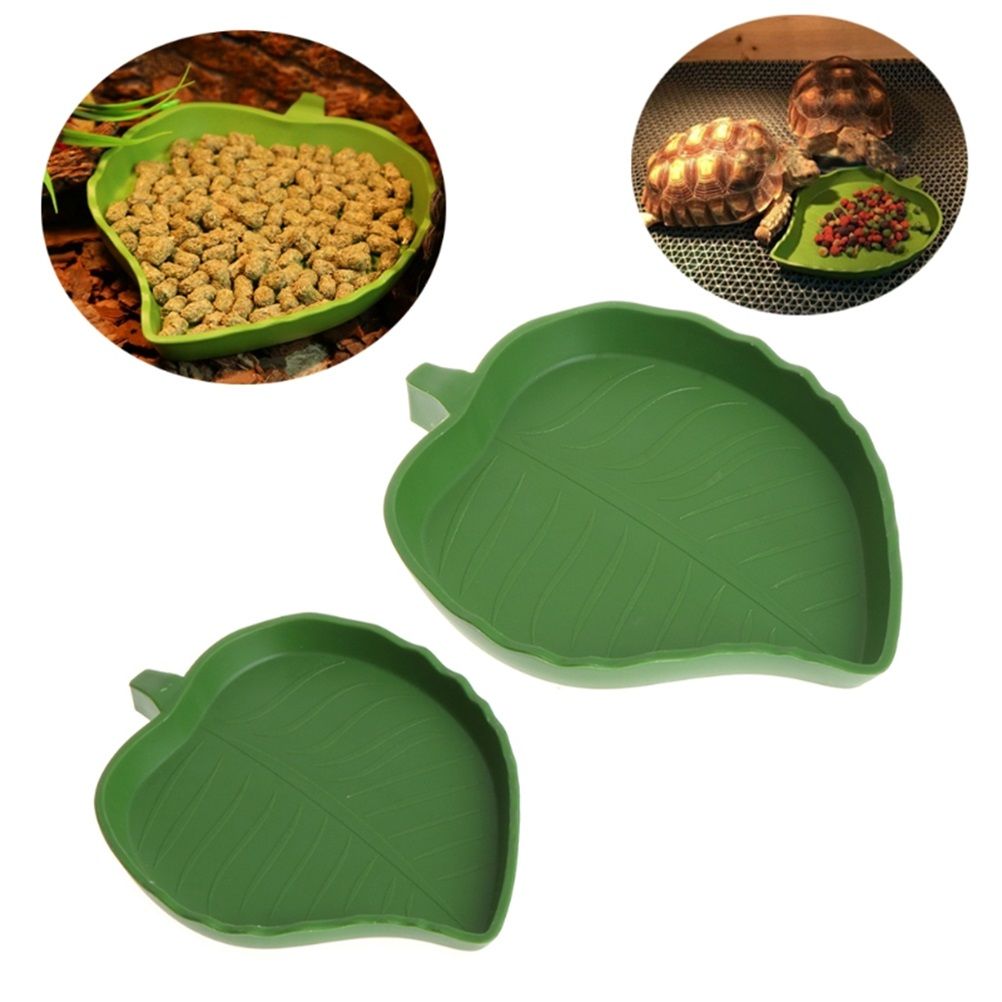 2PCS Leaf Reptile Food Water Bowl Plate Dish for Tortoise Snake Crawl Pet