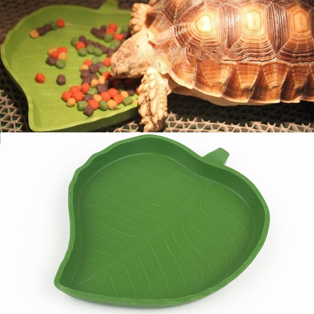 2PCS Leaf Reptile Food Water Bowl Plate Dish for Tortoise Snake Crawl Pet view 5